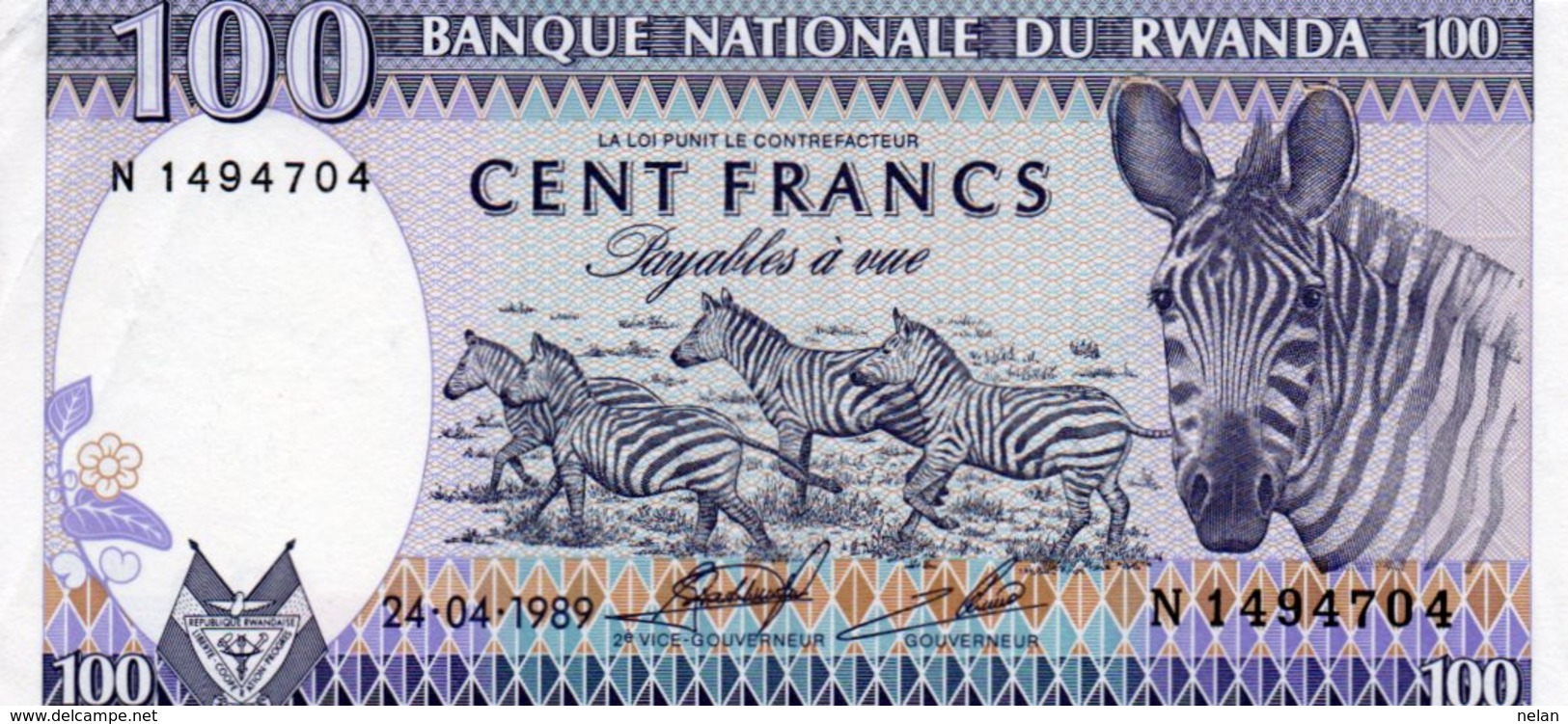 RWANDA 100 FRANCS 1989 P-19  UNC - Rwanda