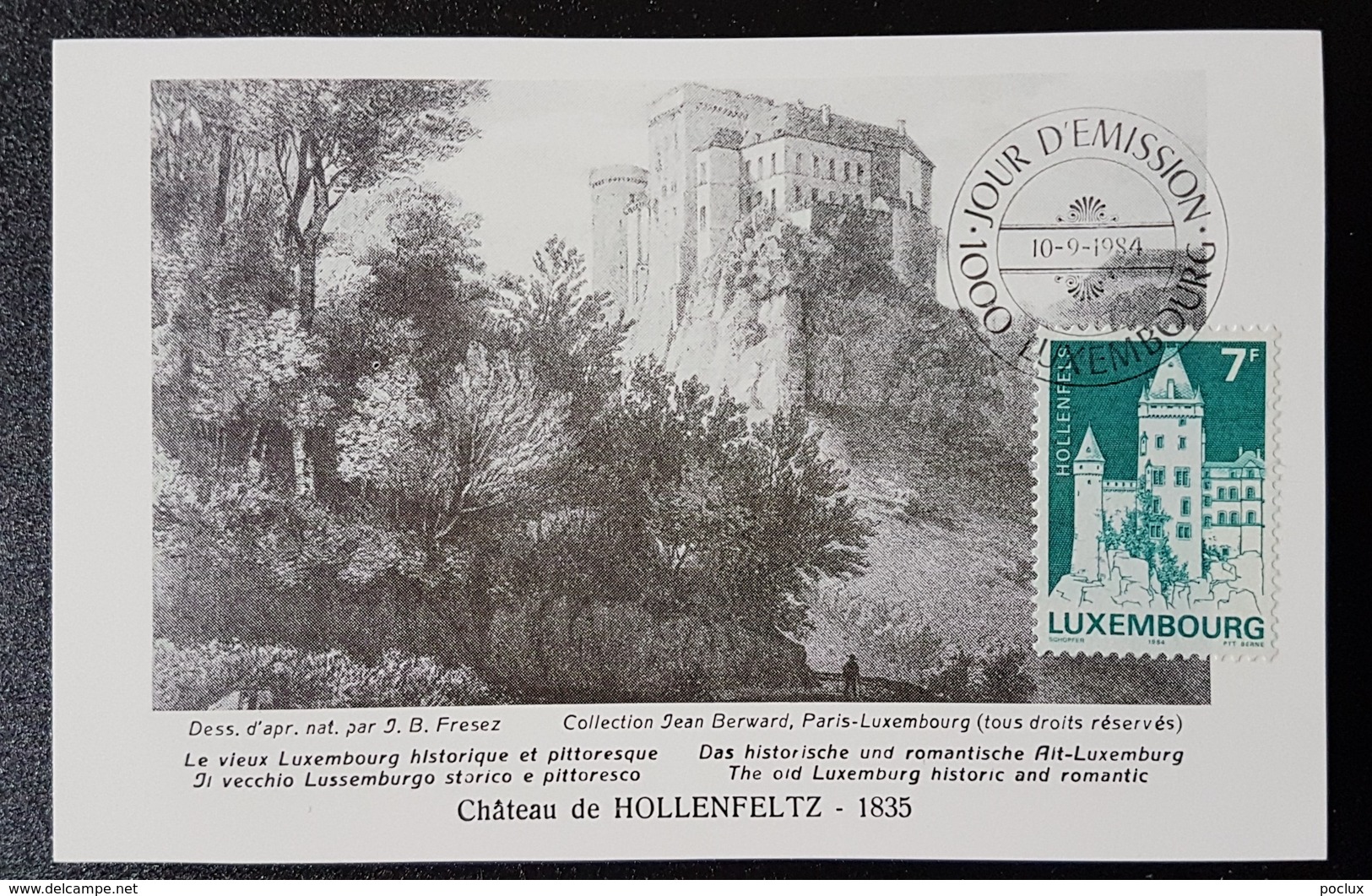 Luxembourg- Château De Hollenfeltz 1835  Emission 1984 - Cartes Commémoratives