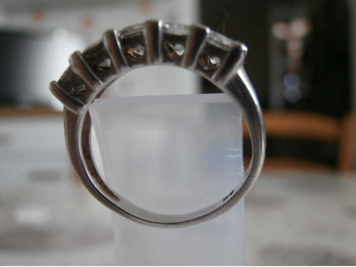 Bague En Argent Avec 5 Pierres En Zirconia Cubique (tour De Doigt: 52) - Bagues