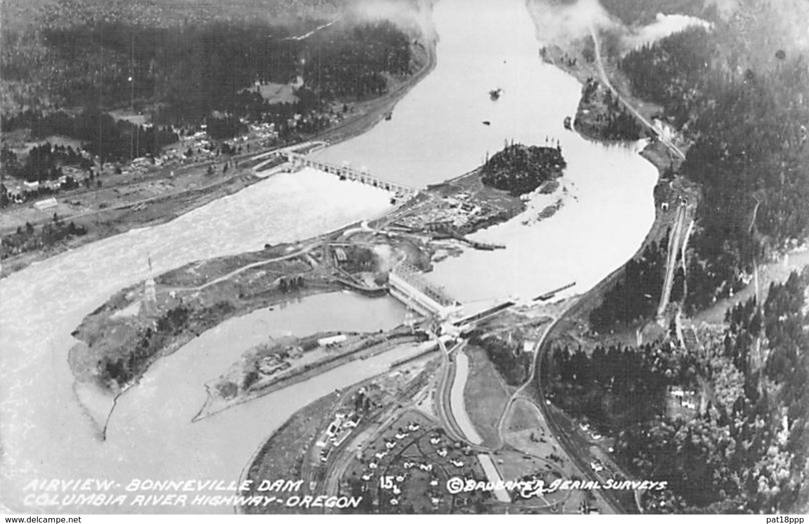 USA Etats-Unis ( OREGON OR ) BONNEVILLE DAM Airview - Columbia River Highway - CPSM Photo 1954 - Autres & Non Classés