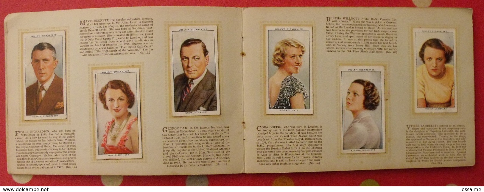 album d'images cigarette pictures card wills's. en anglais. radio celebrities célébrités. 1935. 50 chromo