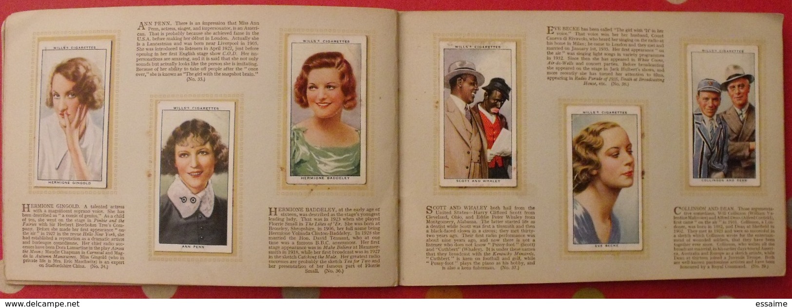 album d'images cigarette pictures card wills's. en anglais. radio celebrities célébrités. 1935. 50 chromo
