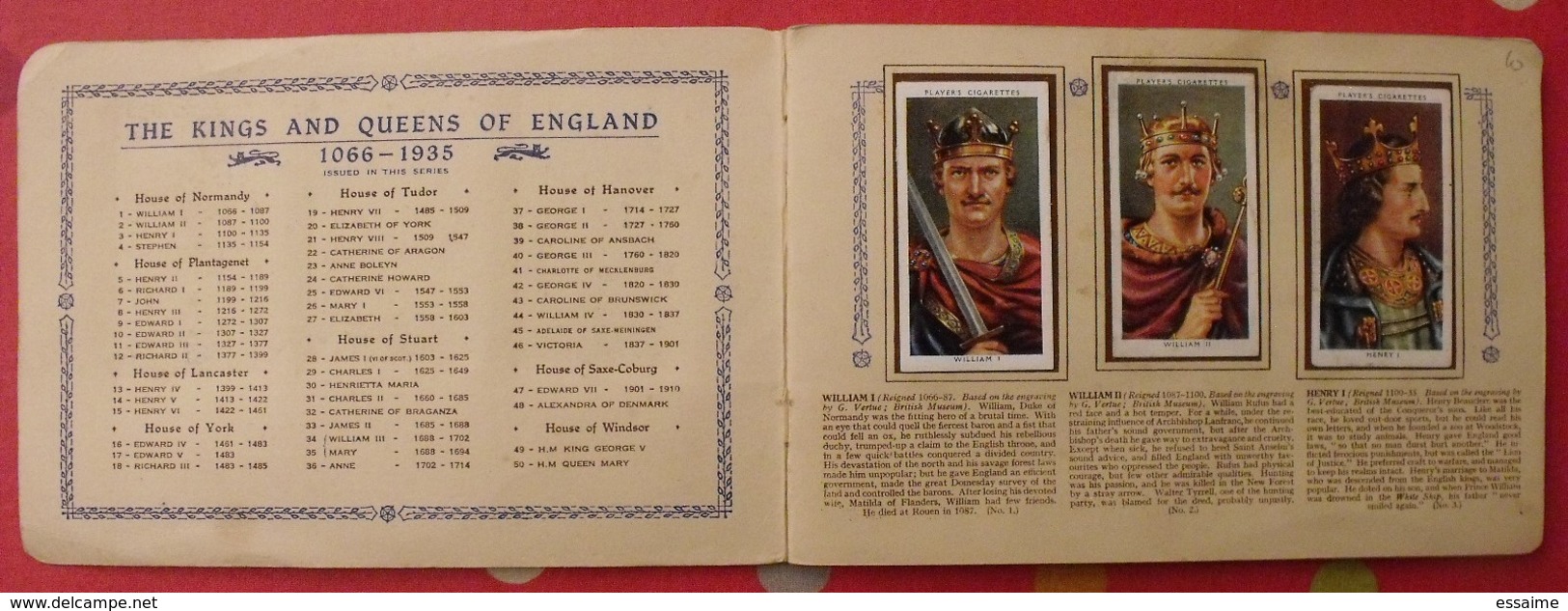 Album D'images Cigarette Pictures John Player. En Anglais. Kings Queens England, Rois Reines Angleterre. 1935. 50 Chromo - Albums & Katalogus