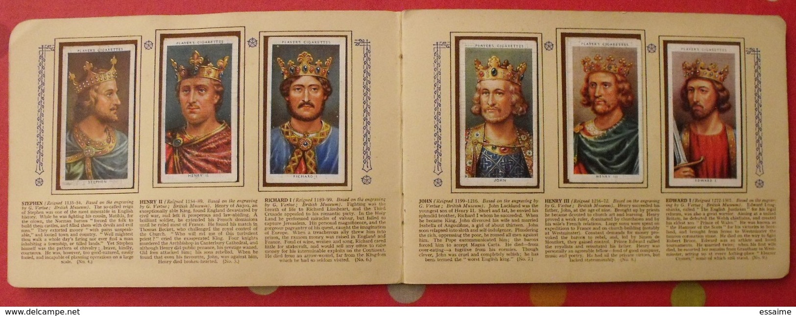 Album D'images Cigarette Pictures John Player. En Anglais. Kings Queens England, Rois Reines Angleterre. 1935. 50 Chromo - Albums & Katalogus