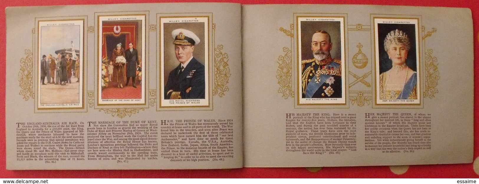 album d'images cigarette pictures wills's. en anglais. reign king George V. règne roi. 1935. 50 chromo