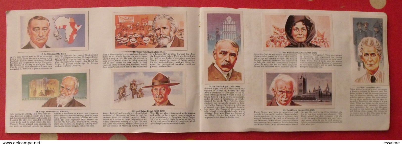 album d'images tea brooke bond pictures cards. famous people. personnages célèbres. 1969. 50 chromo