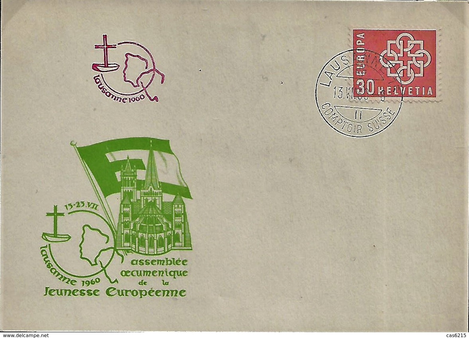 Suisse 1960 "Comptoir Suisse Lausanne" Assemblée Oecumenique Jeunesse Européenne, Envelope Avec Cachet De 13.VII.60 - Christianisme