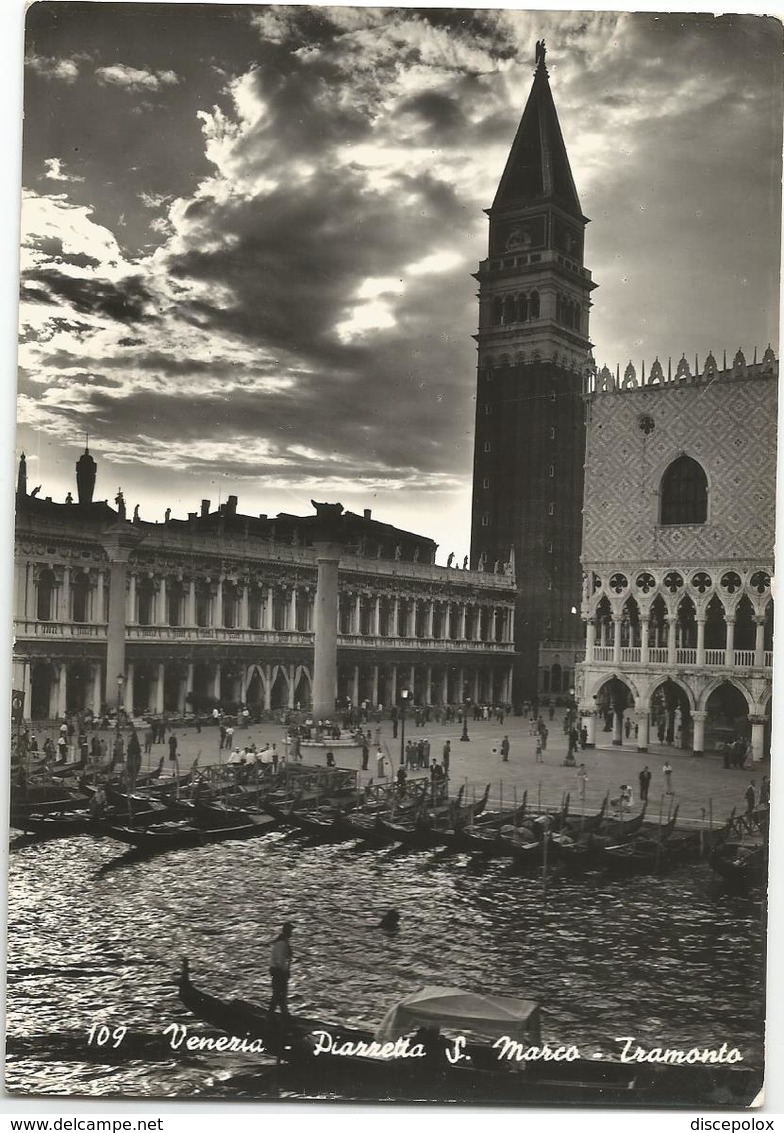W289 Venezia - Piazzetta San Marco - Tramonto Sunset Coucher / Viaggiata 1964 - Venezia