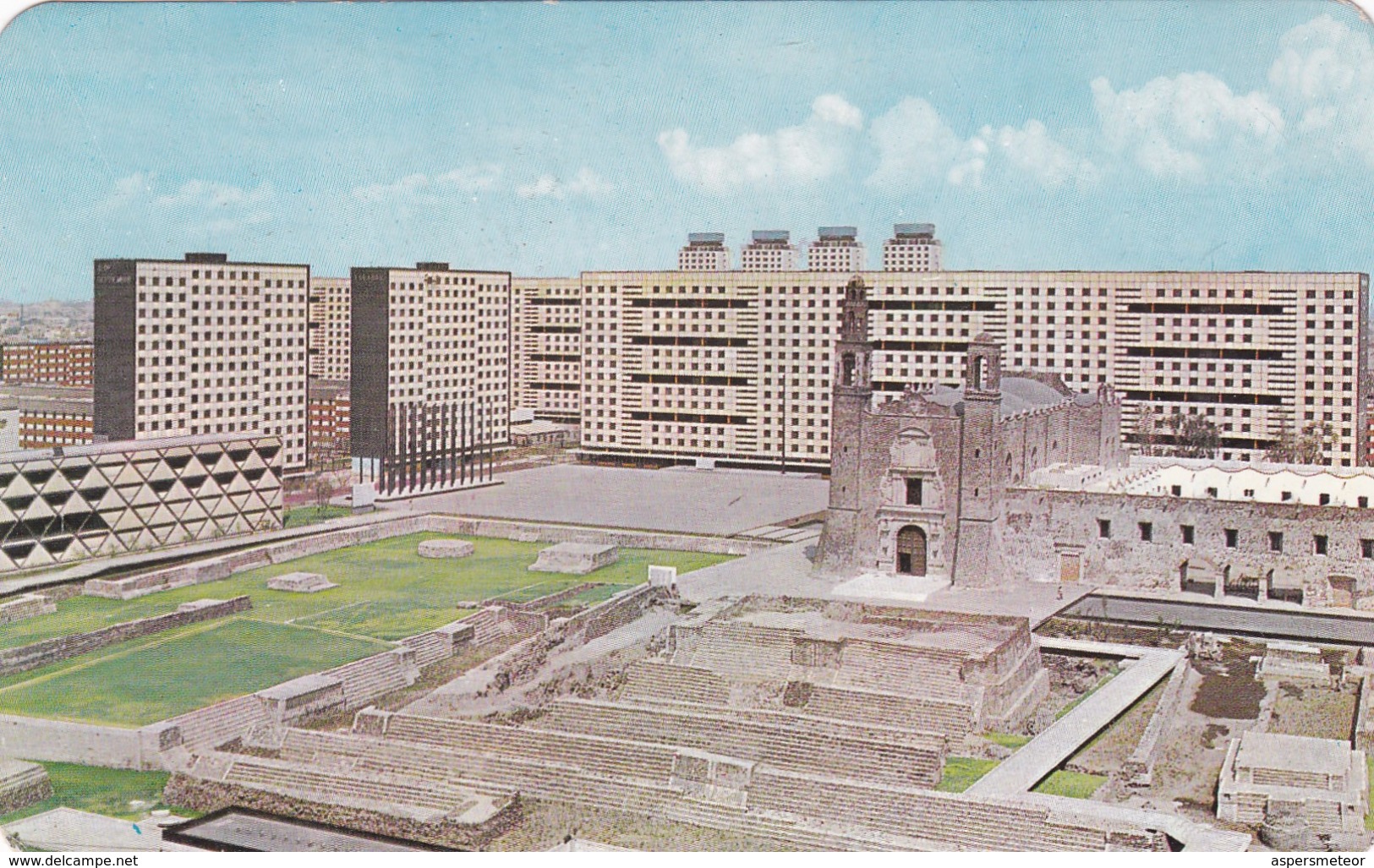 VISTA PANORAMICA DE LA PLAZA DE LAS 3 CULTURAS. TLATELOLCO, MEXICO. AMMEX ASOCIADOS. CIRCULEE TO ARGENTINE 1986 - BLEUP - Mexico