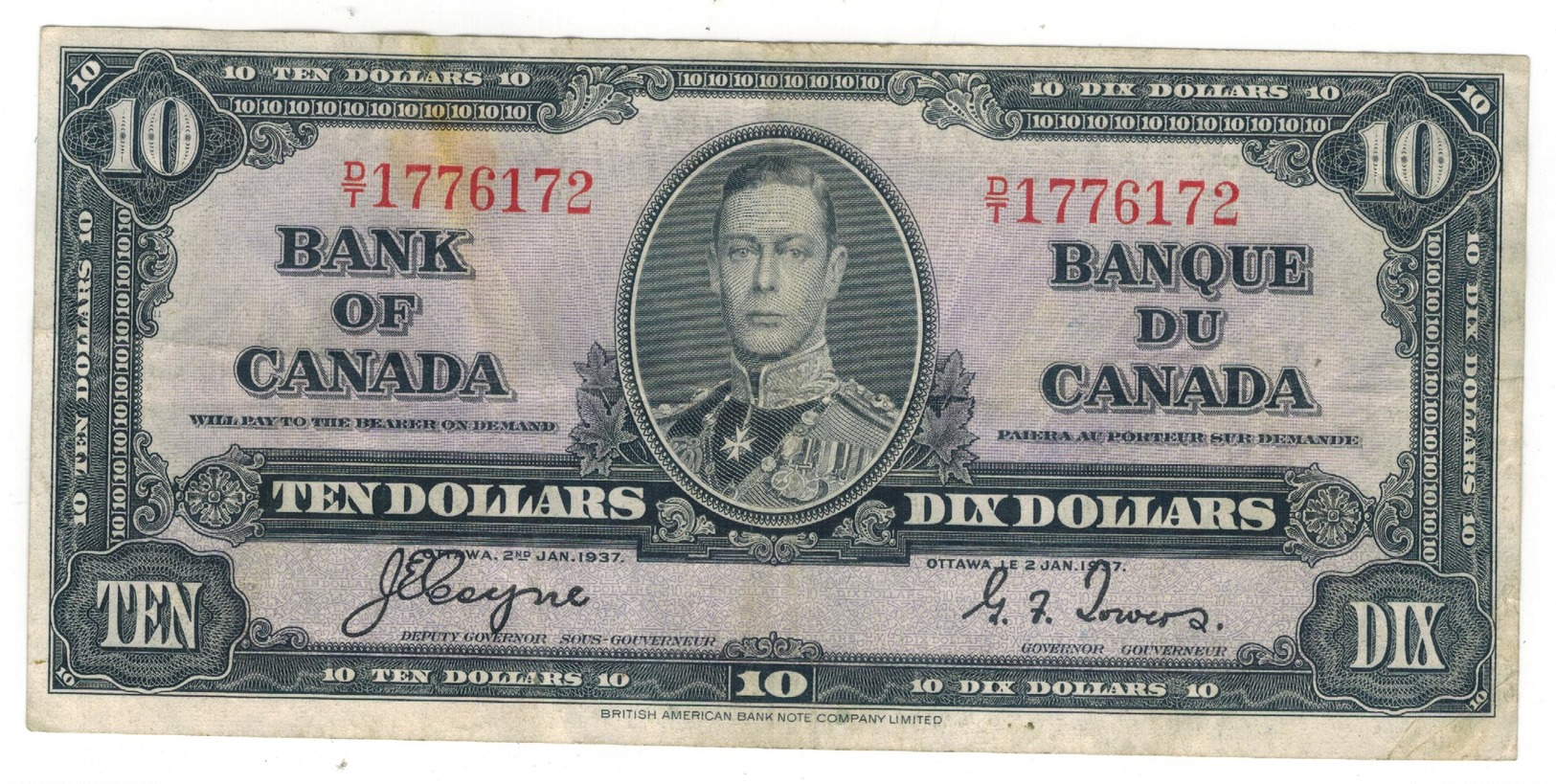 Canada , 10 Dollars. 1937. P-61c, Crisp VF - Canada