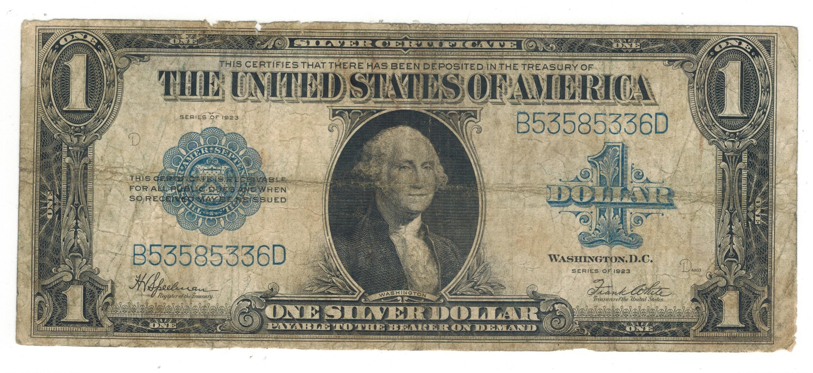USA 1 Dollar, 1923 Series, Large Note. Used, See Scans. P-342 - Certificats D'Argent (1878-1923)