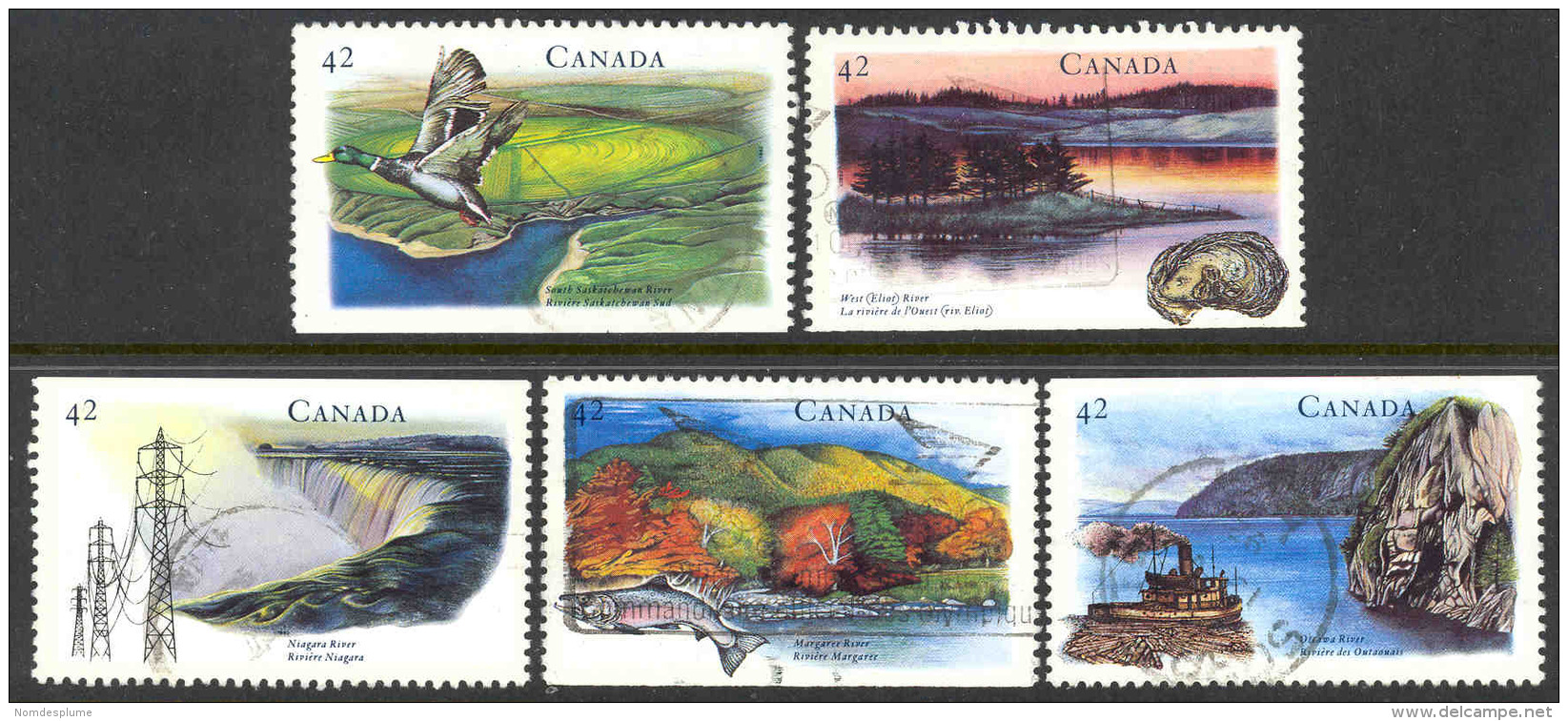 936) Canada Used 1992 Hertitage Rivers Set Complete - Used Stamps