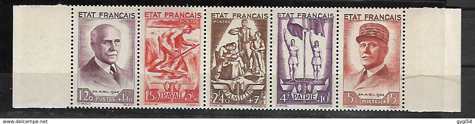 France 1943 Au Profit Du Secours National  Cat Yt N° 580 A  N** MNH Luxe BDF - Neufs