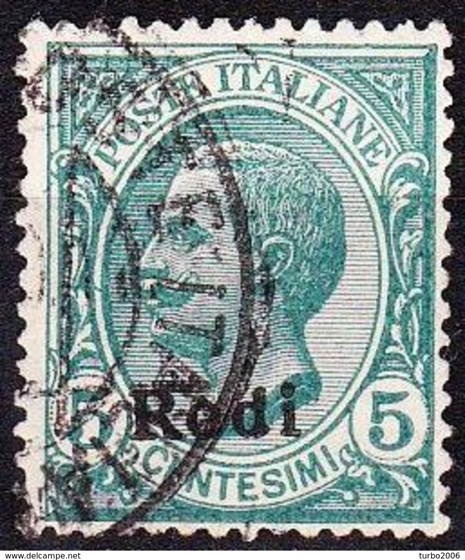 DODECANESE 1912 Stamp Of Italy 5 Ct. Green With Black Overprint RODI  Vl. 2 - Dodecanese