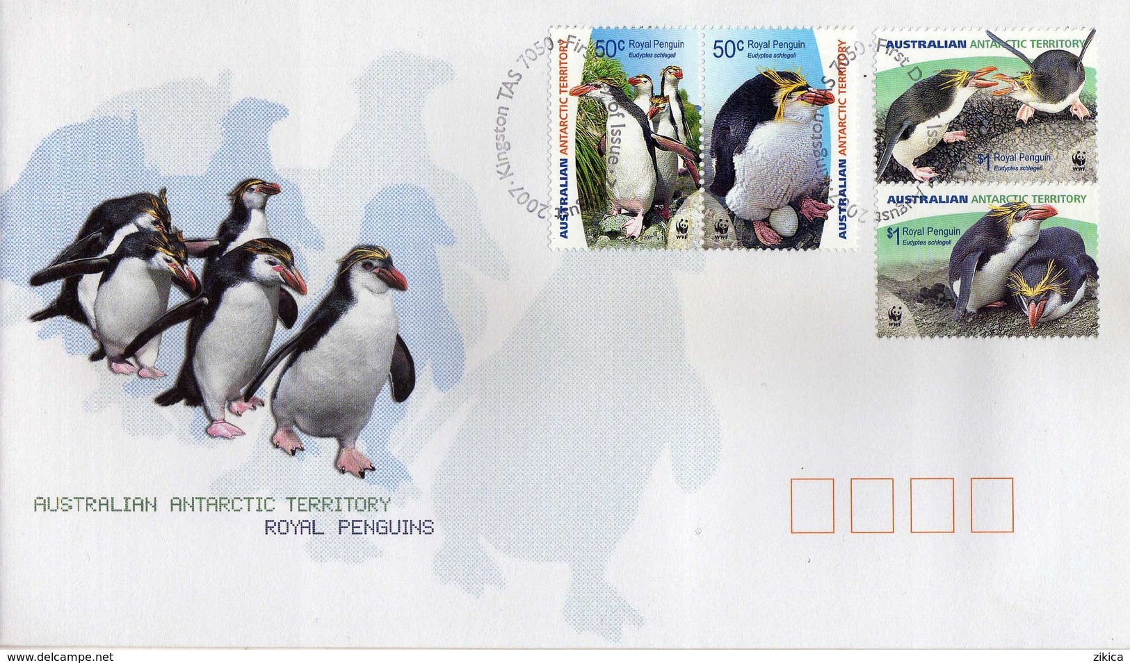 Antarctica > Australian Antarctic Territory (AAT) - FDC 2007 WWF - Royal Penguins - FDC