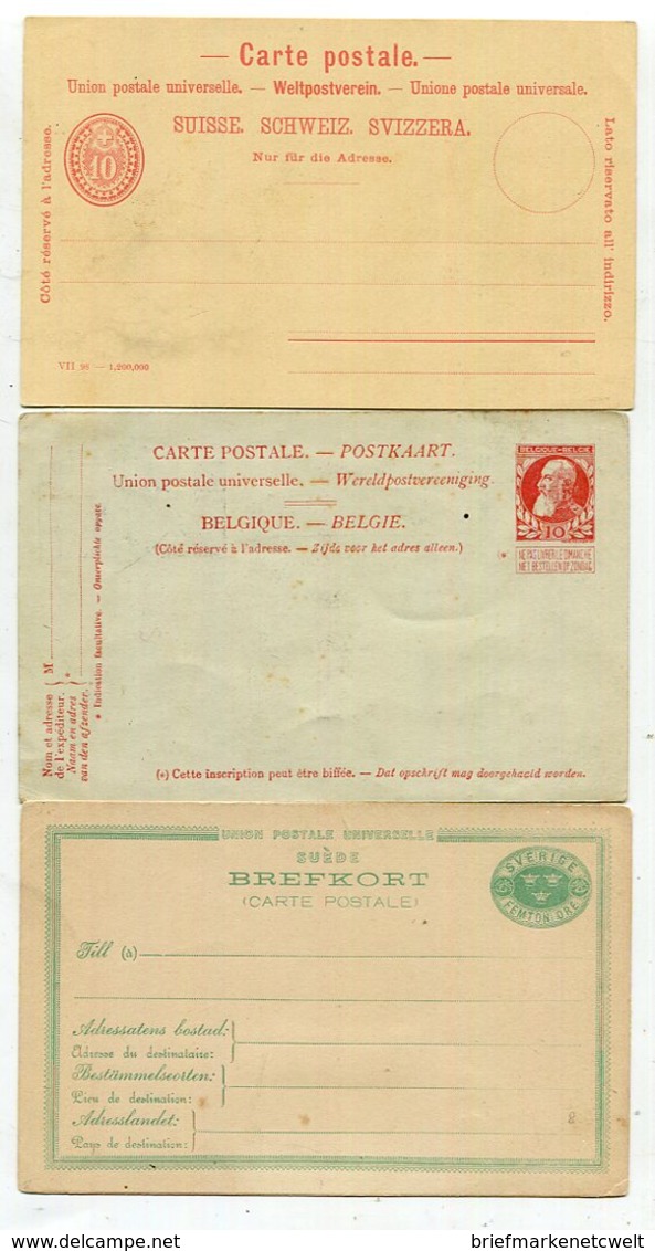 Europa / 3 Int. Aeltere Postkarten ** (25229) - Vrac (max 999 Timbres)
