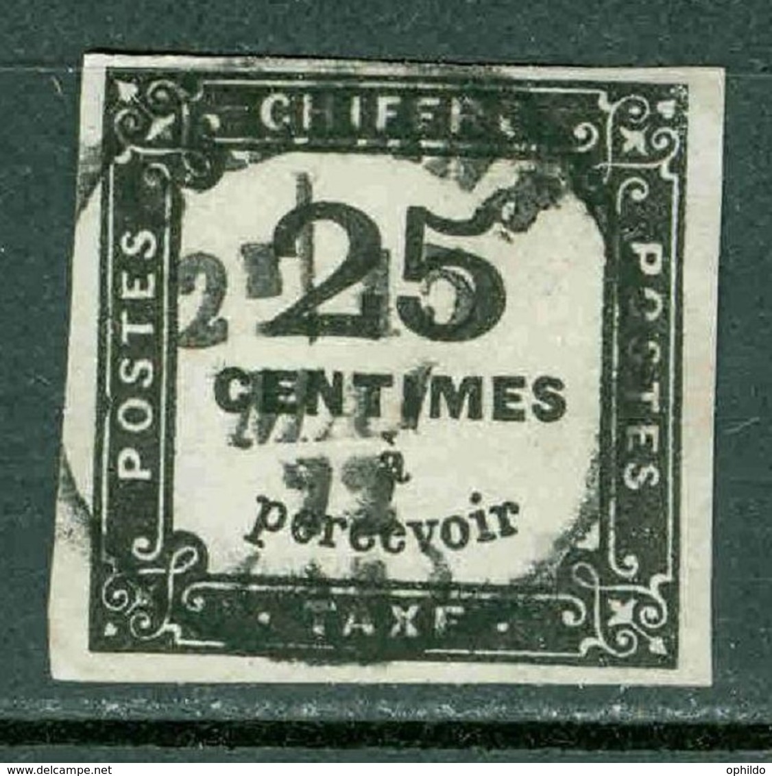 France  Taxe Yvert 5A  Ou   Dallay  3 Type I   Ob  TB Avec Volute Intacte - 1859-1959 Used