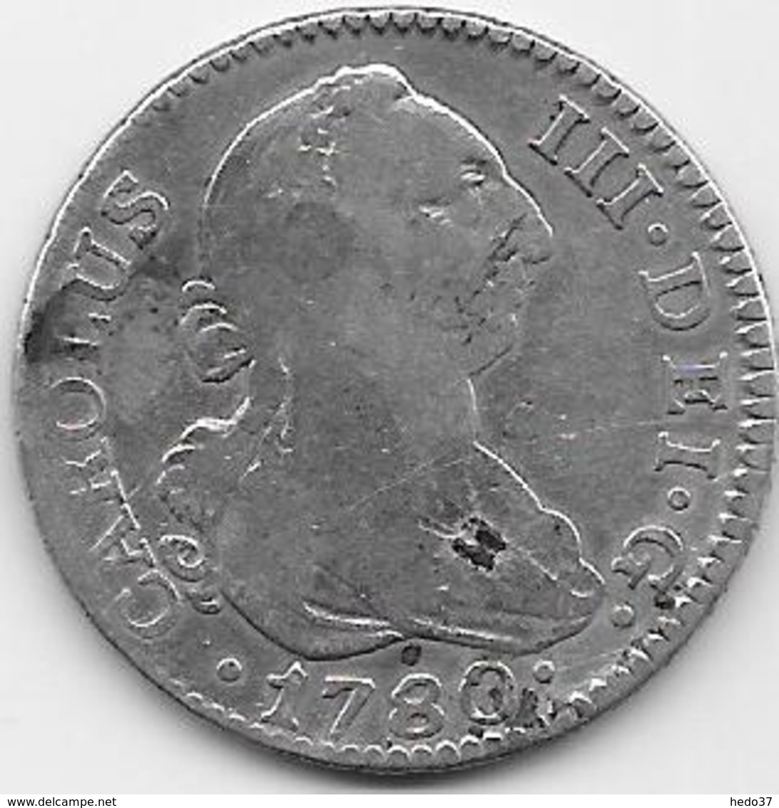 Espagne - 2 Réals - 1780 - Argent - Madrid - Premières Frappes