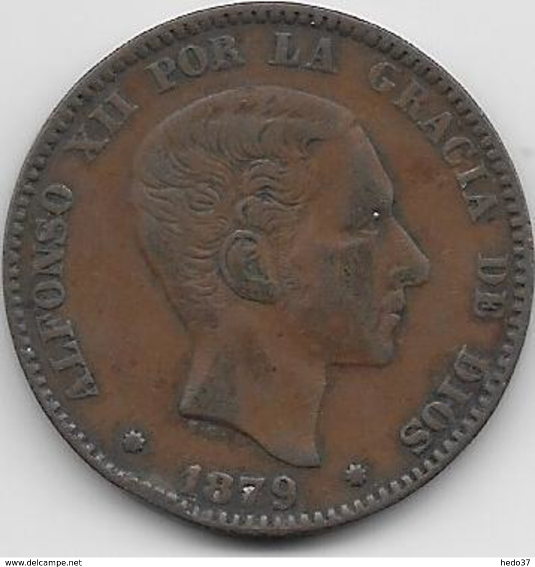 Espagne - 10 Centimos - 1879 - Cuivre - First Minting