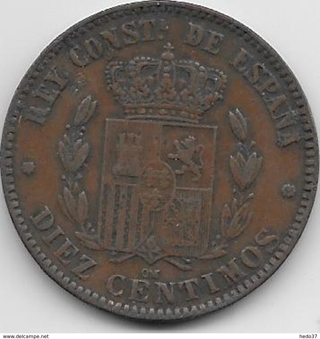 Espagne - 10 Centimos - 1879 - Cuivre - Premières Frappes