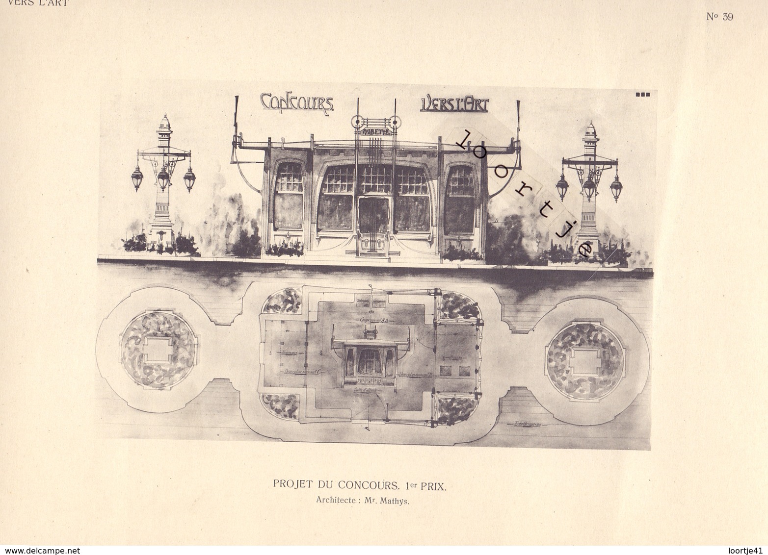 Bijlage Tijdschrift Vers L'Art 1909 - Project Du Concours - 1er Prix - Architecte Mr Mathys - Autres & Non Classés