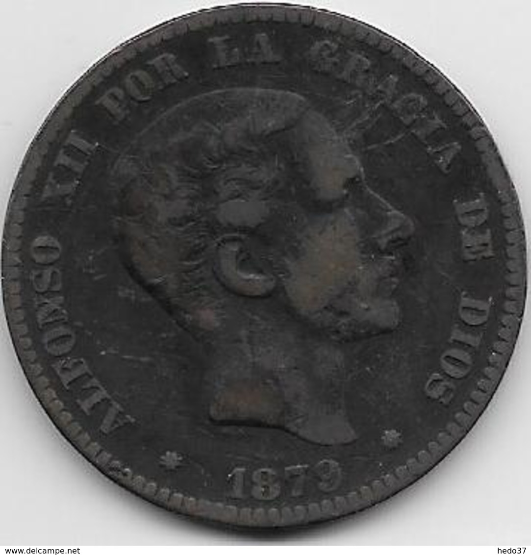 Espagne - 10 Centimos - 1879 OM - Cuivre - Premières Frappes