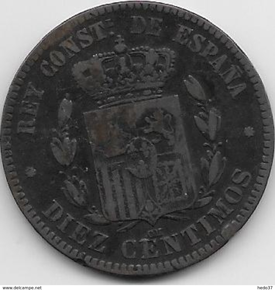 Espagne - 10 Centimos - 1879 OM - Cuivre - Premières Frappes