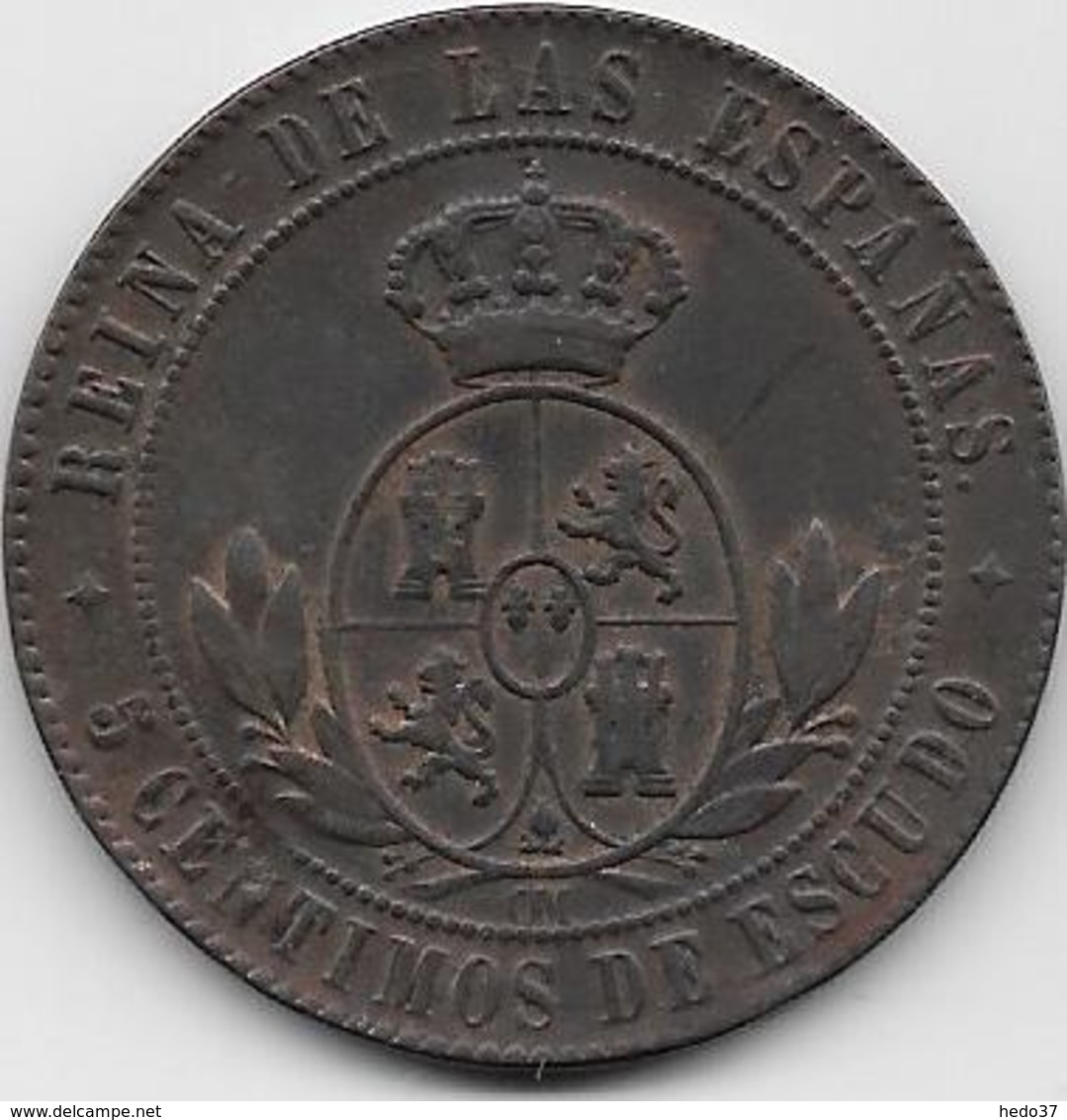 Espagne - 5 Centimos - 1868 - Cuivre - Premières Frappes