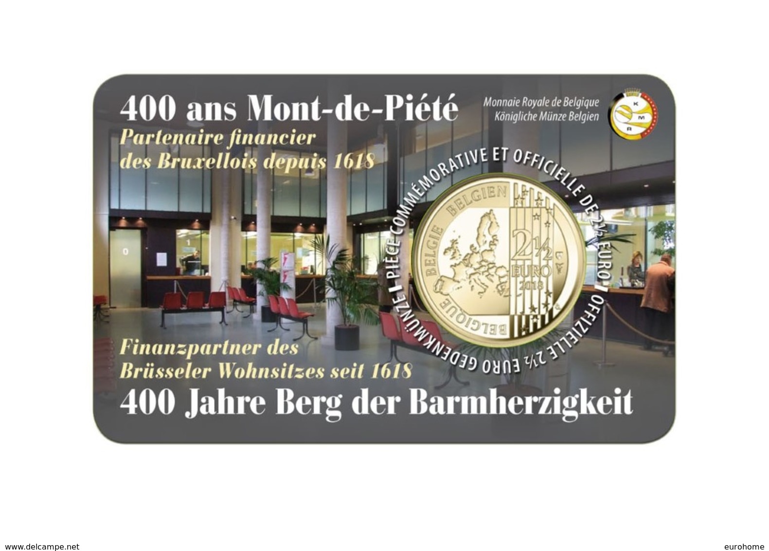 Belgie 2018   2,50 Euro  400 Ans Mont-de-Piété     Version (texte) Français Sur Le Coincart   Extreme Rare !!! - België