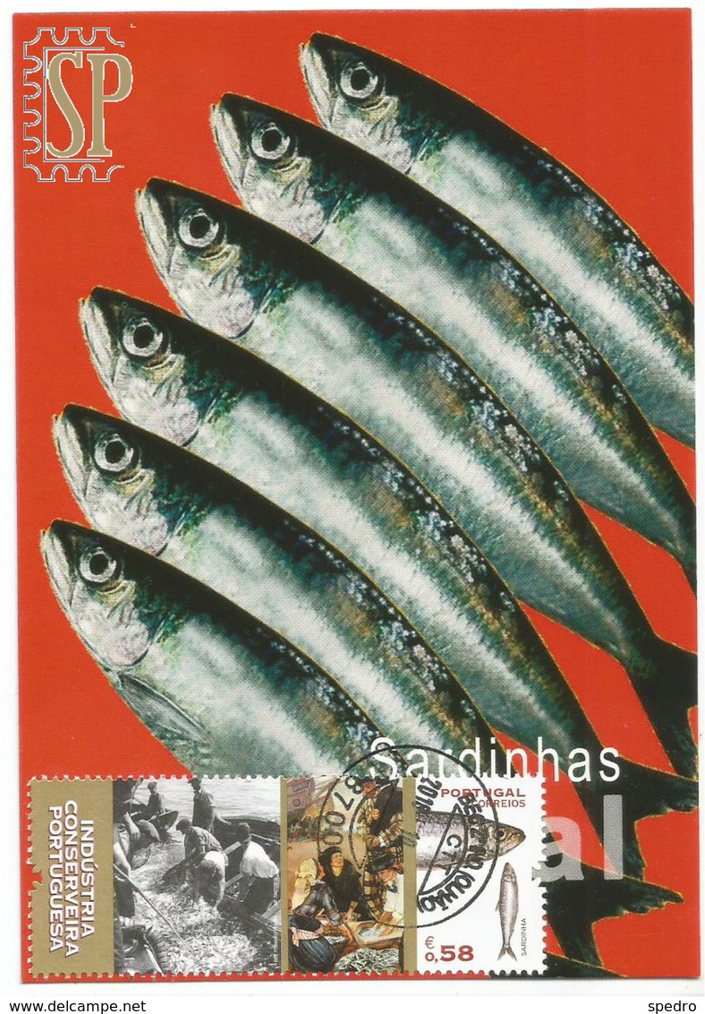 Postal Máximo Industria Conserveira Portugal Olhão Algarve Peixe Poisson Fish Fisch Pescado Sardinha Sardine Fauna - Maximumkaarten