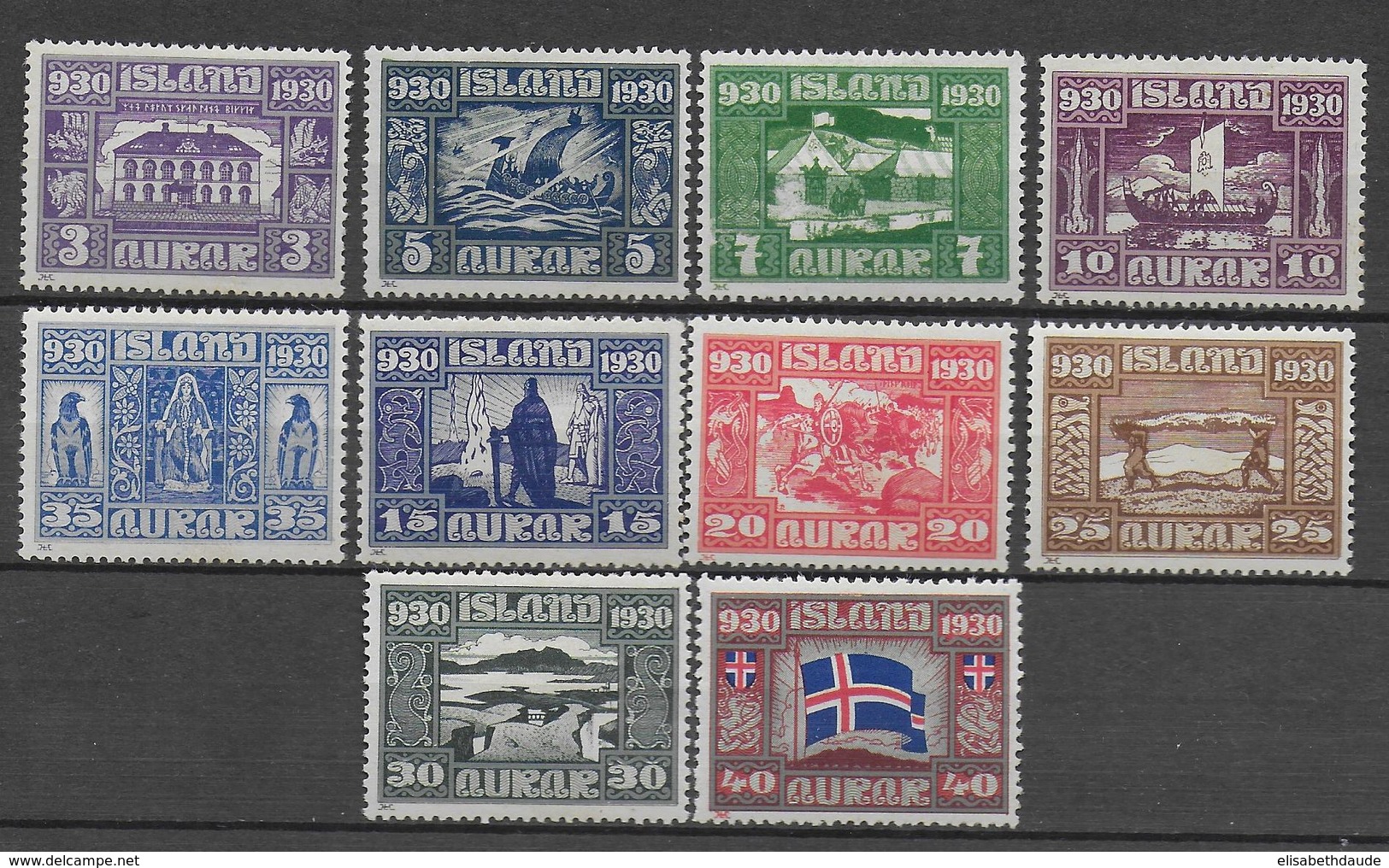 ISLANDE - 1930 - YVERT N° 123/132 * MH (SERIE INCOMPLETE) - COTE = 90 EURO - Unused Stamps