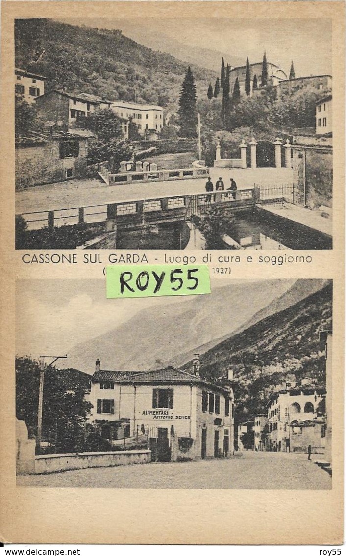 Veneto-verona-cassone Sul Garda Malcesine Vedute Ponte Di Cassone Paese Case Negozio Alimentari Animata Anni 40 - Altri & Non Classificati