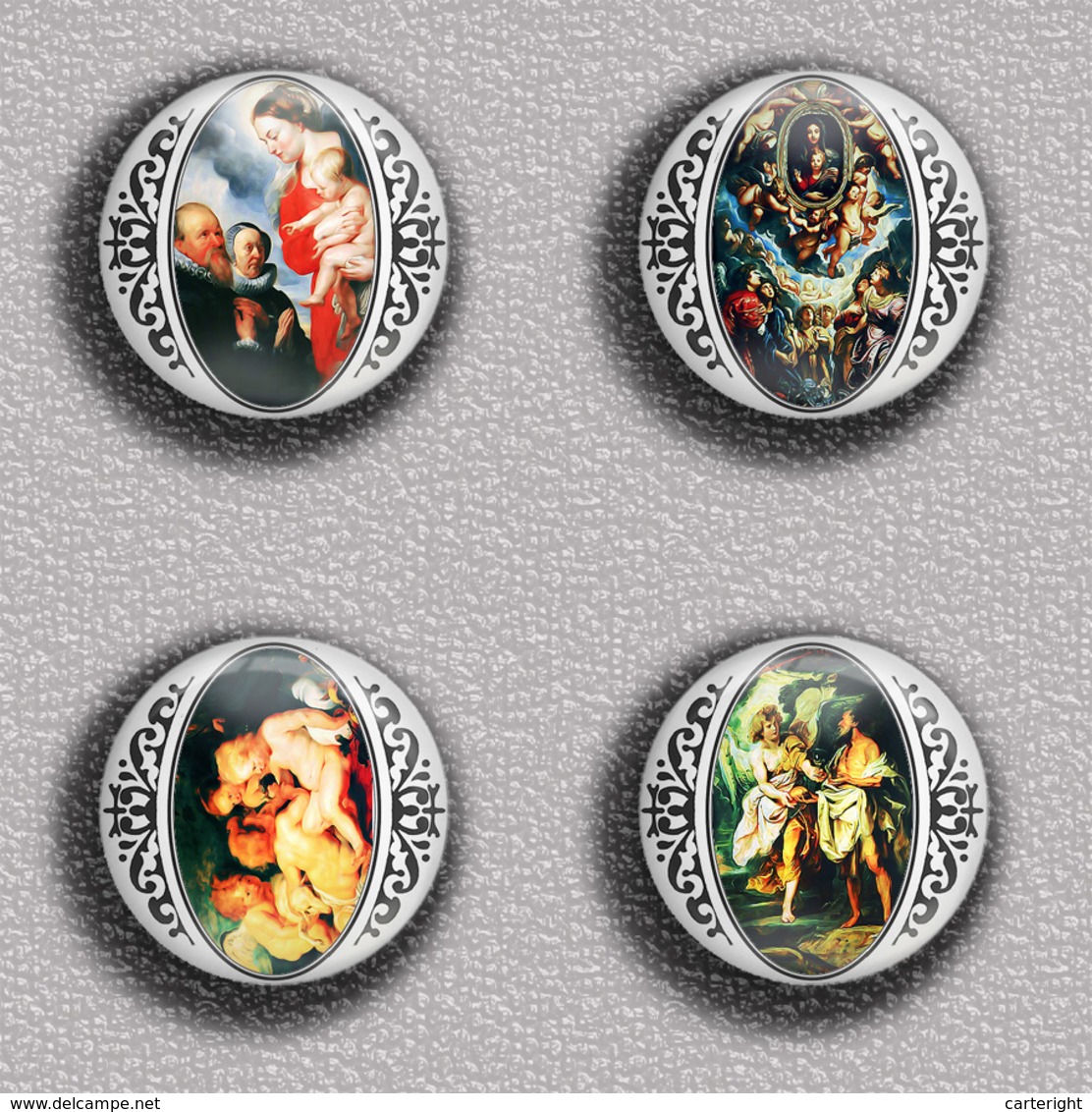 Peter Paul Rubens Painting Fan ART BADGE BUTTON PIN SET 4 (1inch/25mm Diameter) 35 DIFF - Altri & Non Classificati