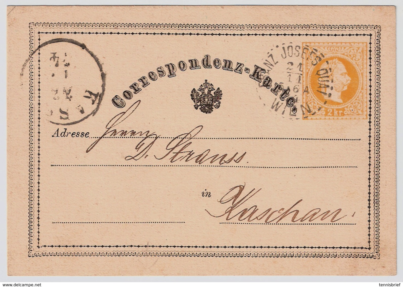 1874, 2 Kr. GA Gelb, Rs. Grosser Zudruck ,  #a1253 - Postcards