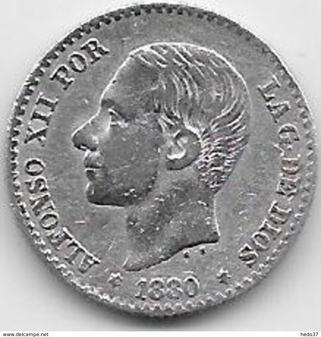 Espagne - 50 Centimos - 1880 - Argent - Premières Frappes