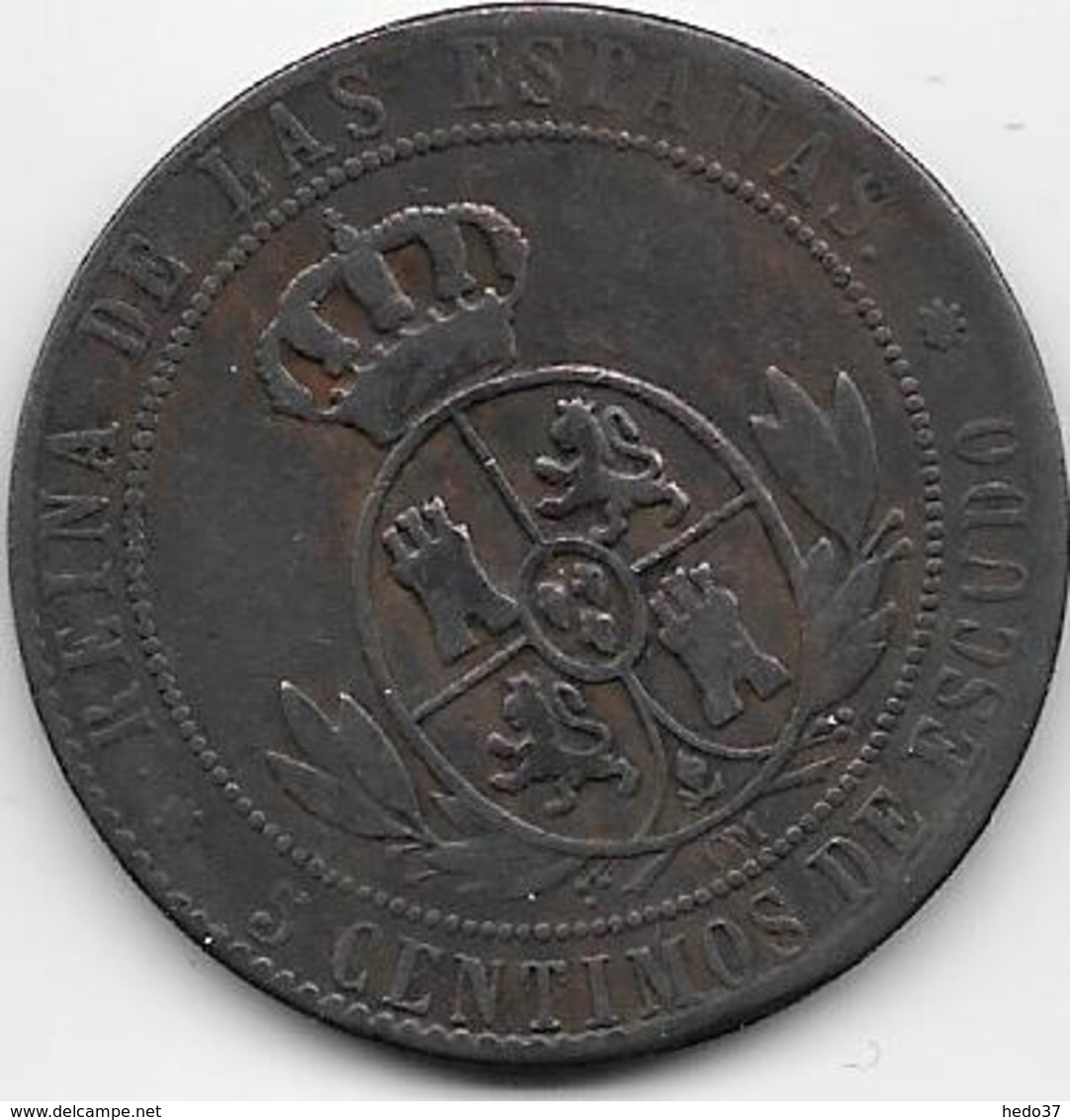 Espagne - 5 Centimos - 1868 - Premières Frappes