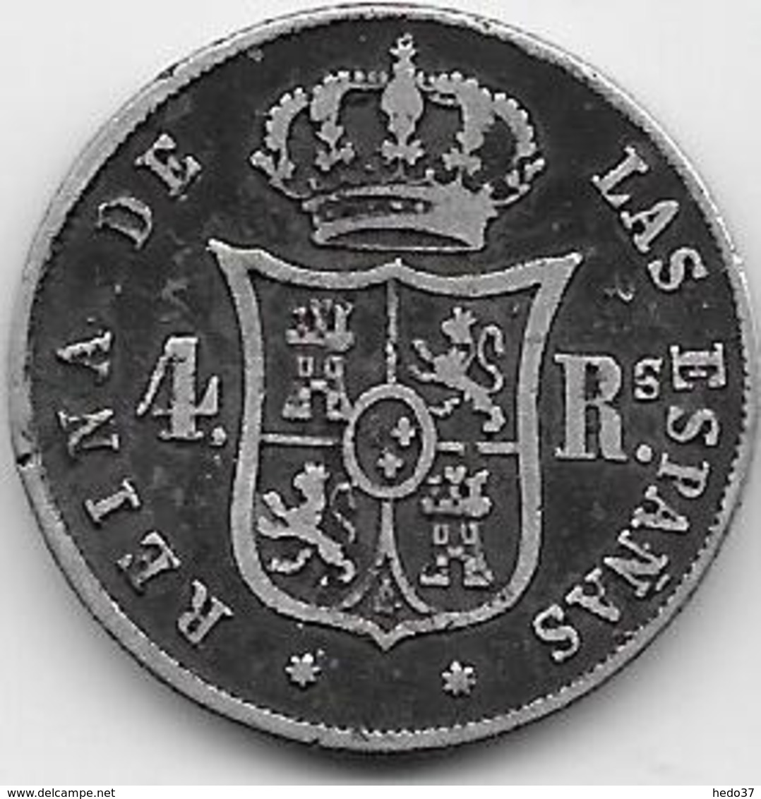 Espagne - 4 Reals - 1853 - Argent - Premières Frappes