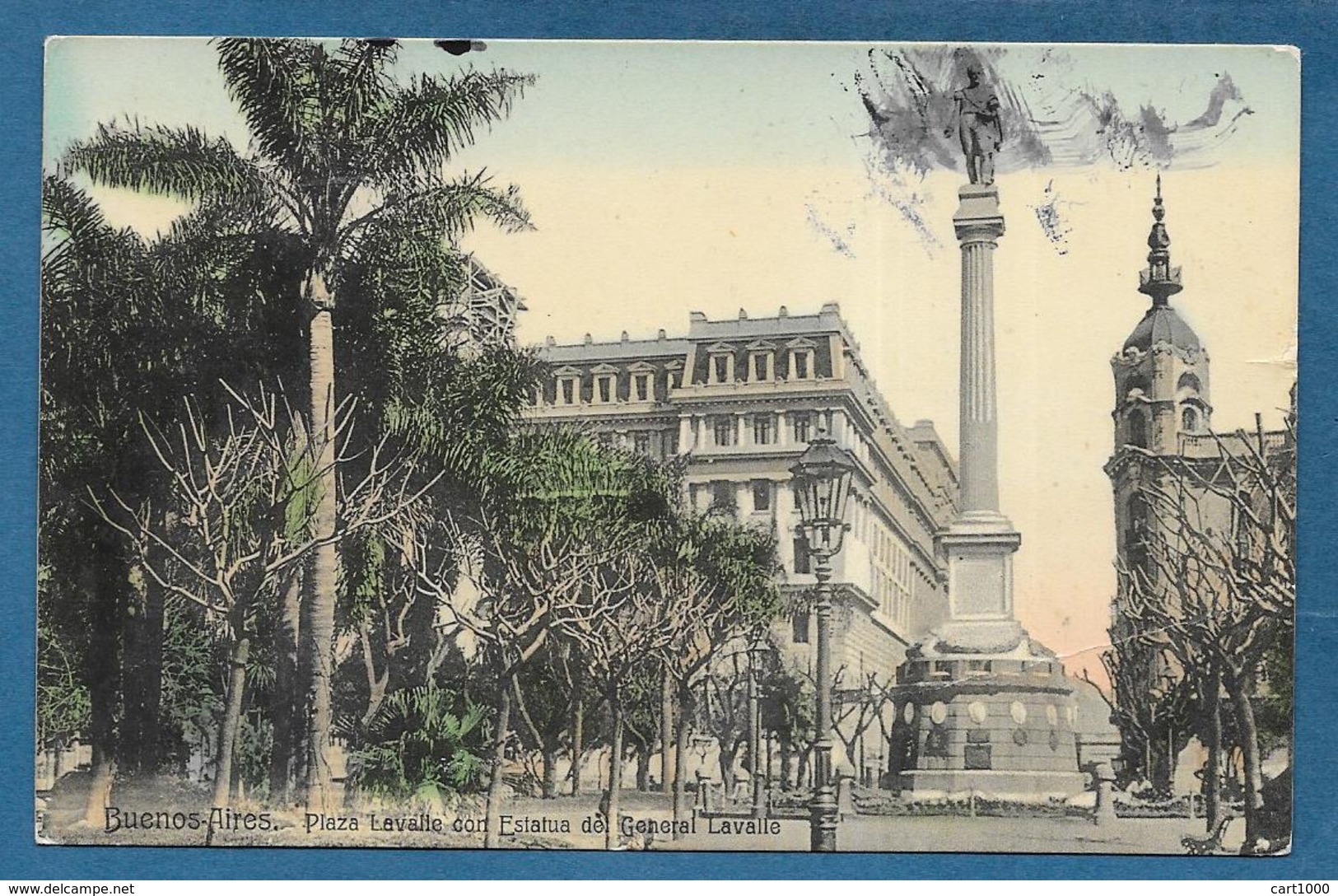 BUENOS AIRES PLAZA LAVALLE CON ESTATUA DEL GENERAL LAVALLE 1909 - Argentina