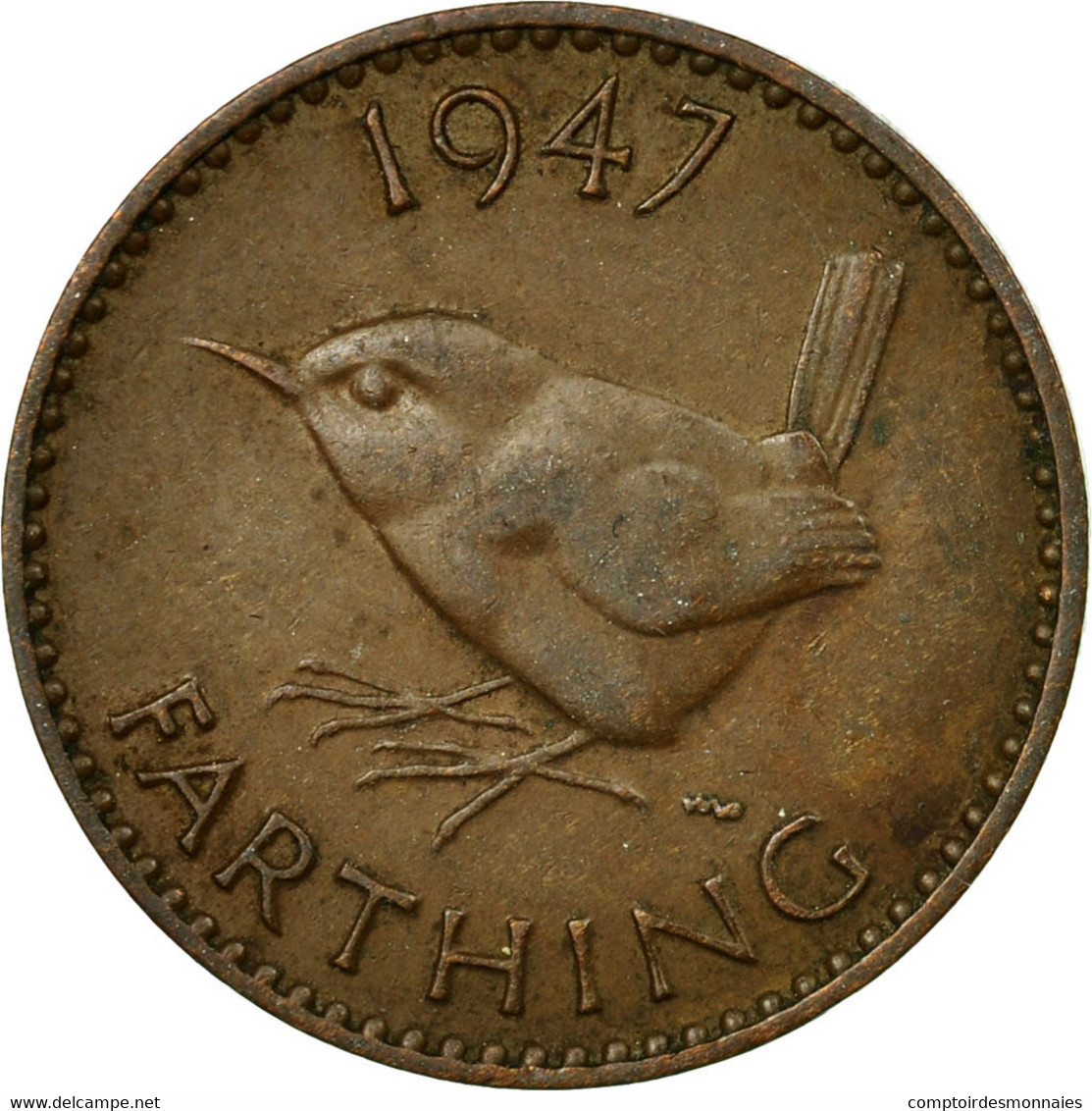 Monnaie, Grande-Bretagne, George VI, Farthing, 1947, TTB, Bronze, KM:843 - B. 1 Farthing