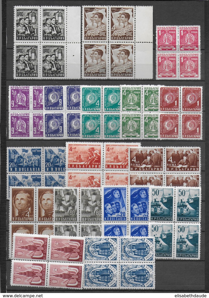 BULGARIE - 1949/1952 - PROPAGANDE YVERT N° 625/627+654/655+661/664+702/709 BLOCS De 4 ** MNH - - Nuovi