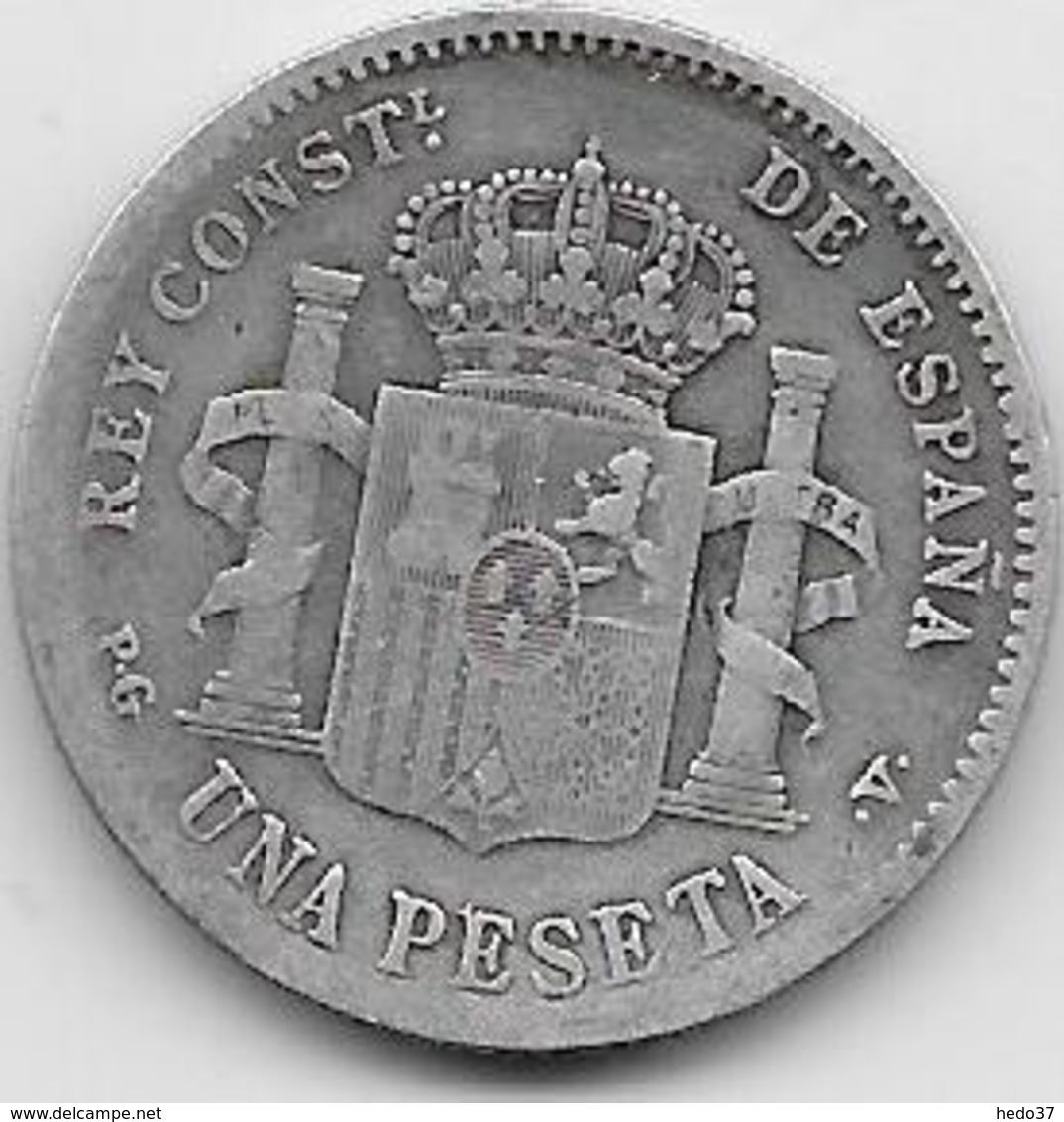 Espagne - 1 Peseta - 1896 - Argent - Premières Frappes