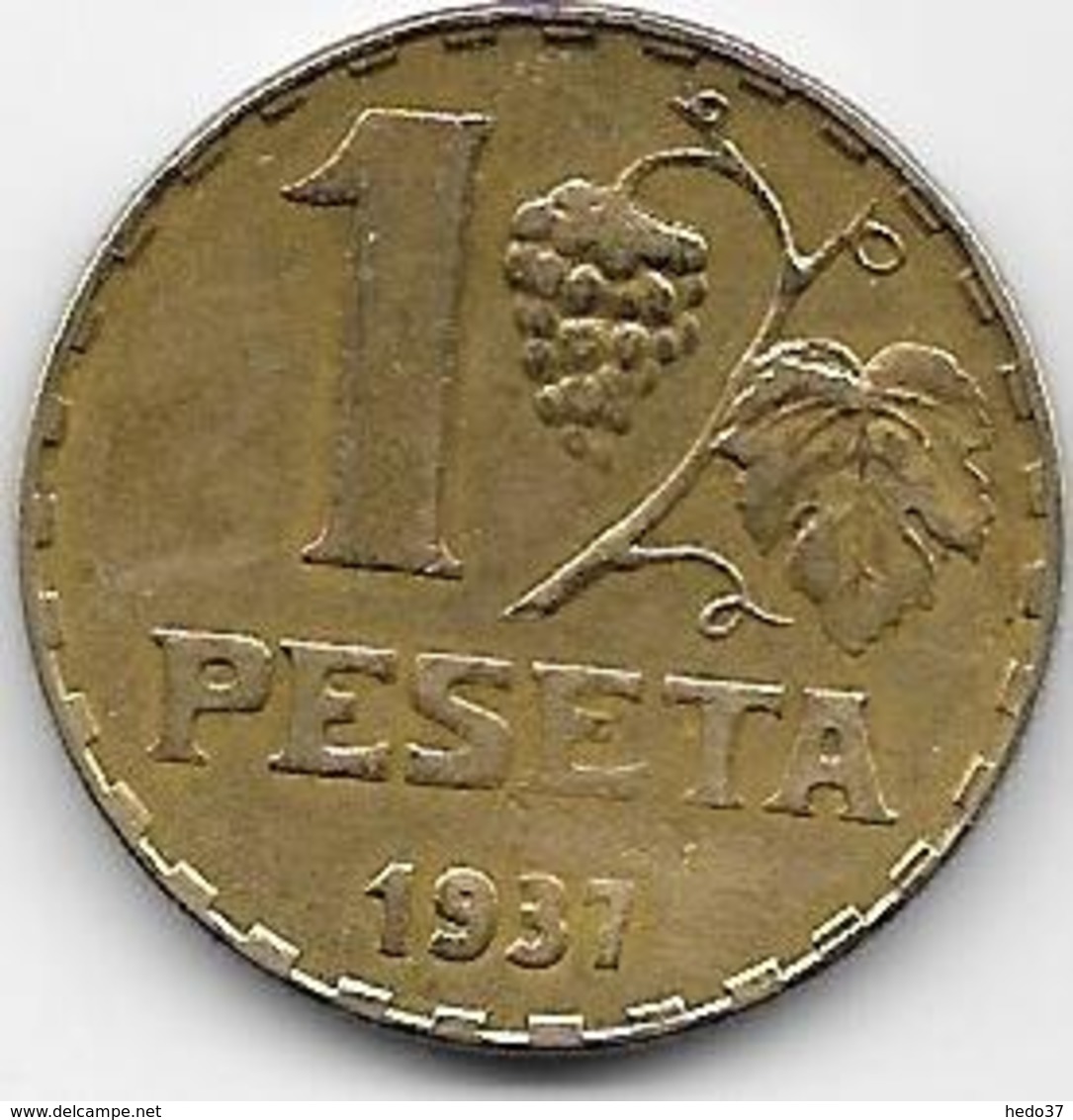 Espagne - 1 Peseta - 1937 - Zone Républicaine