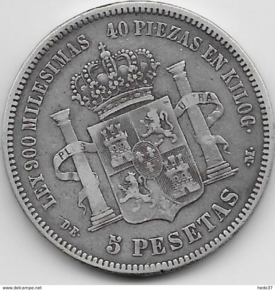 Espagne - 5 Pesetas - Alfonso XII - 1876 - Argent - Premières Frappes