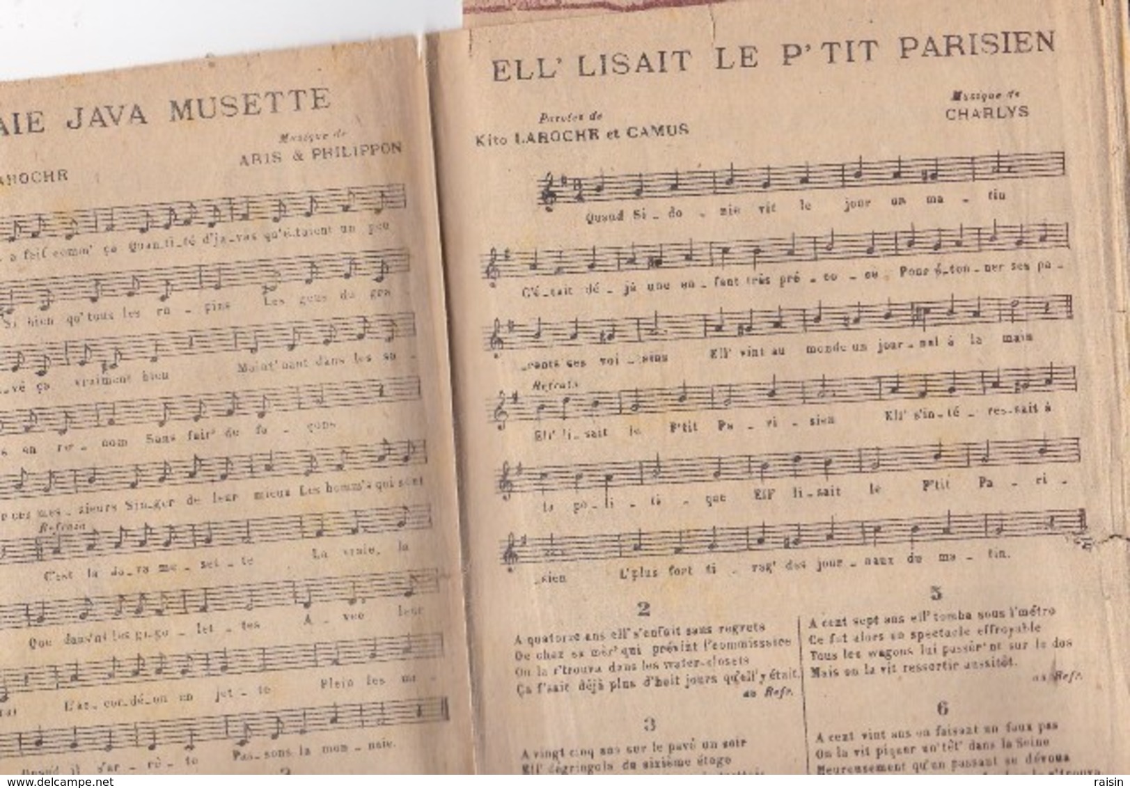 Recueil  Arts Décoratifs Ed.Raymondi Ell'lisait Le P'tit Parisien Fleur D'Orient Tes Baisers Polichinelle.mauvais état - Partitions Musicales Anciennes