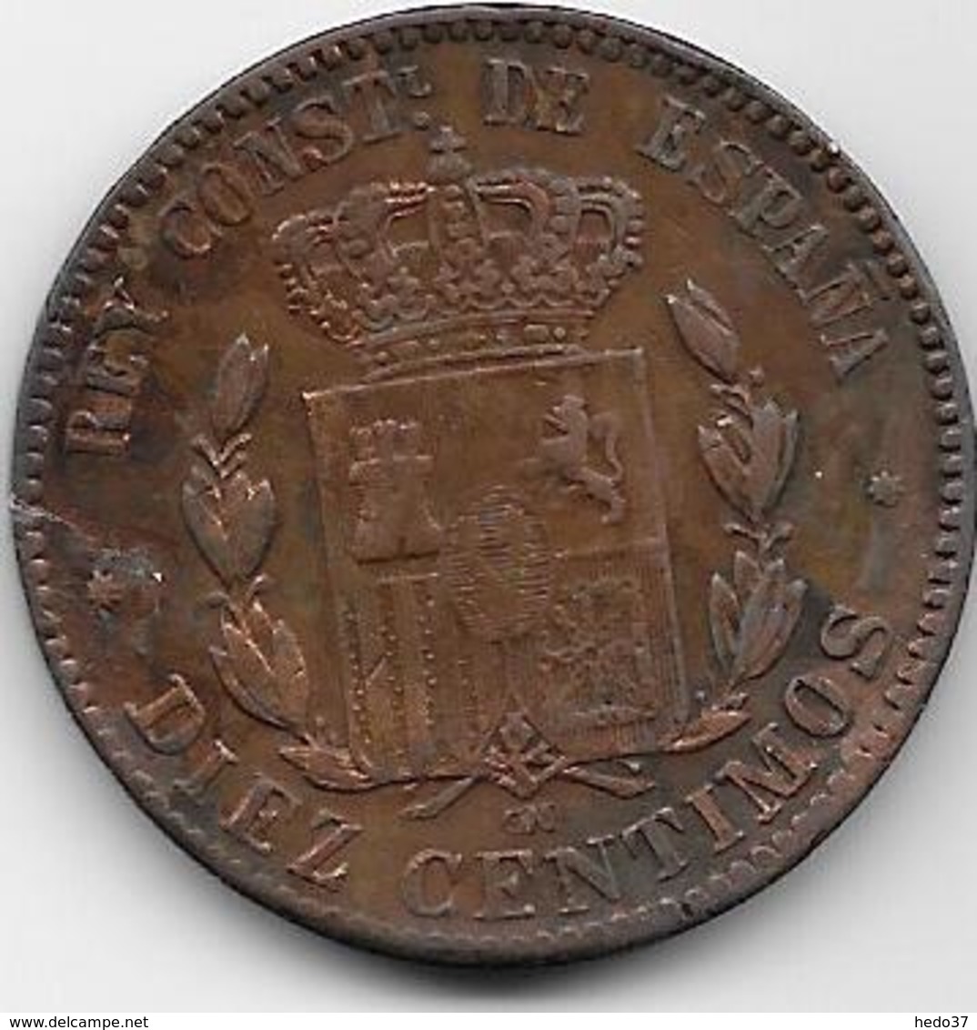 Espagne - 10 Centimos - 1878 OM - Premières Frappes