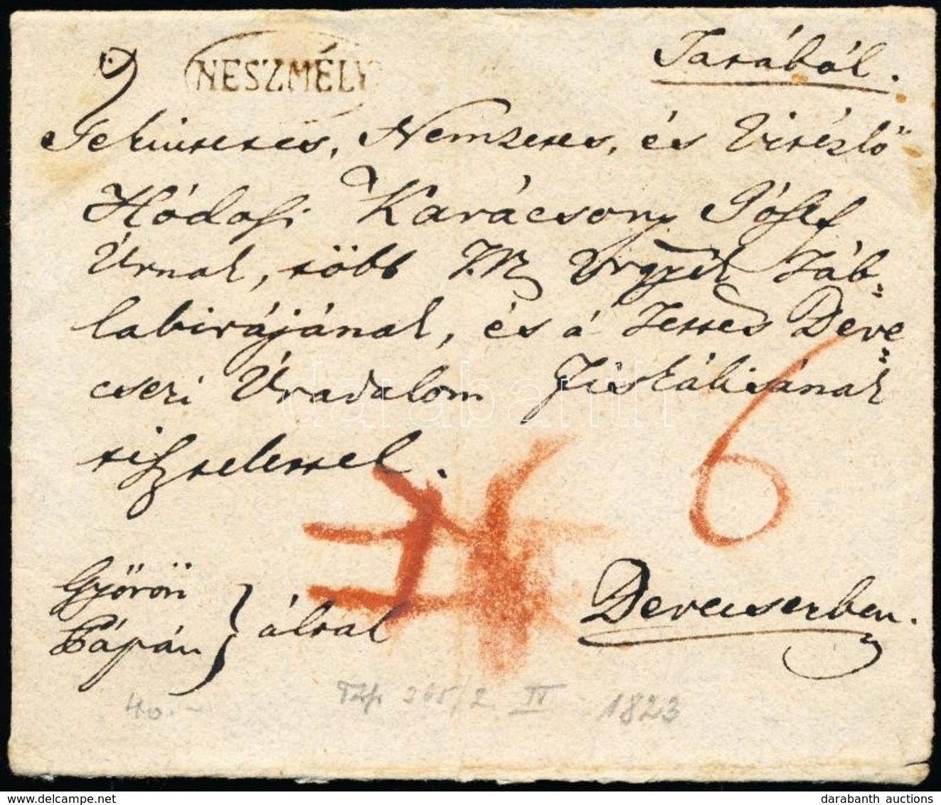 1823 Portós Levél Győrön Ill. Pápán át Devecserbe / Unpaid Cover 'NESZMÉLY' - Andere & Zonder Classificatie