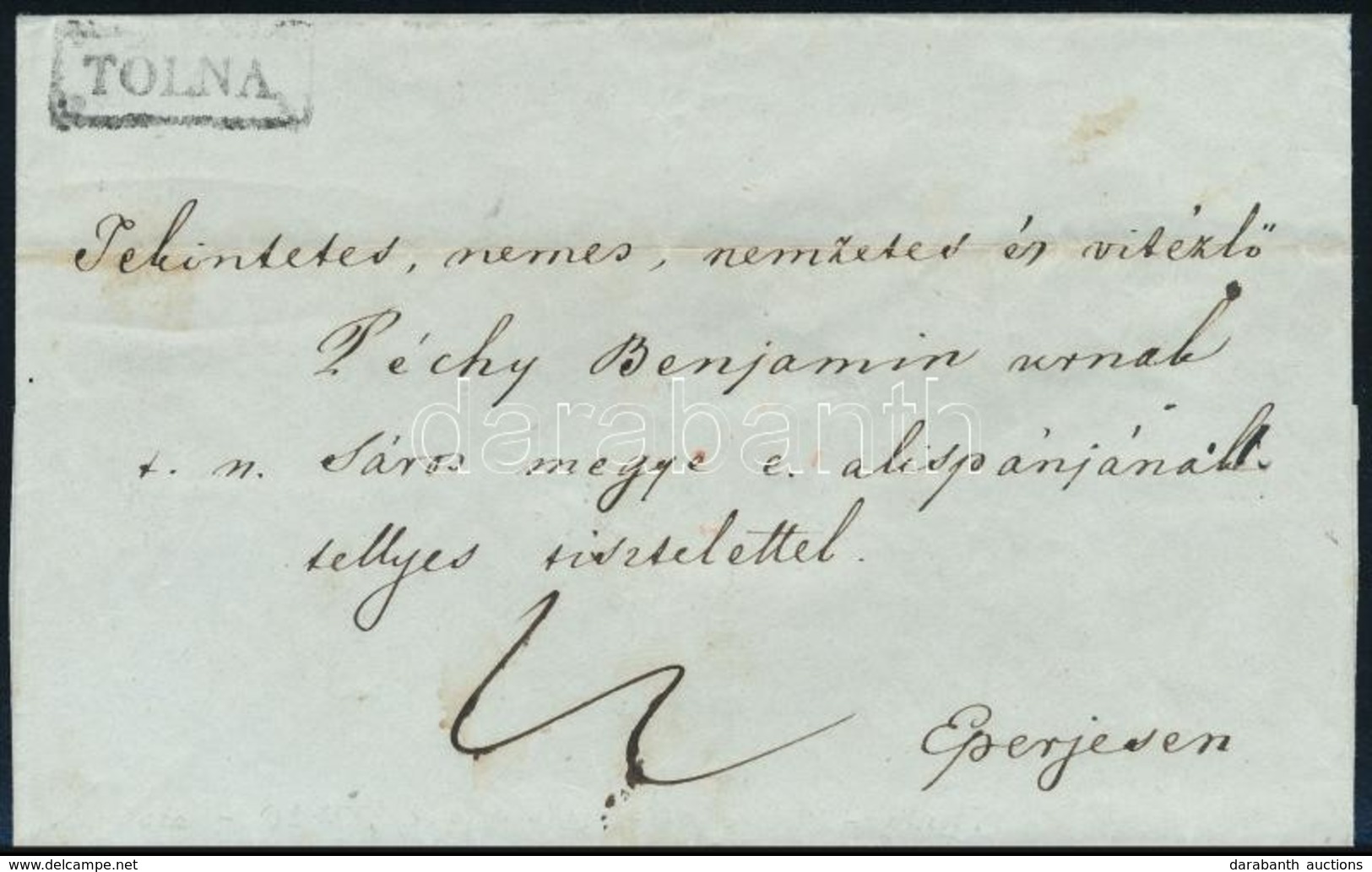 Ca. 1830 Portós Levél / Unpaid Cover 'TOLNA' - Eperjes - Andere & Zonder Classificatie