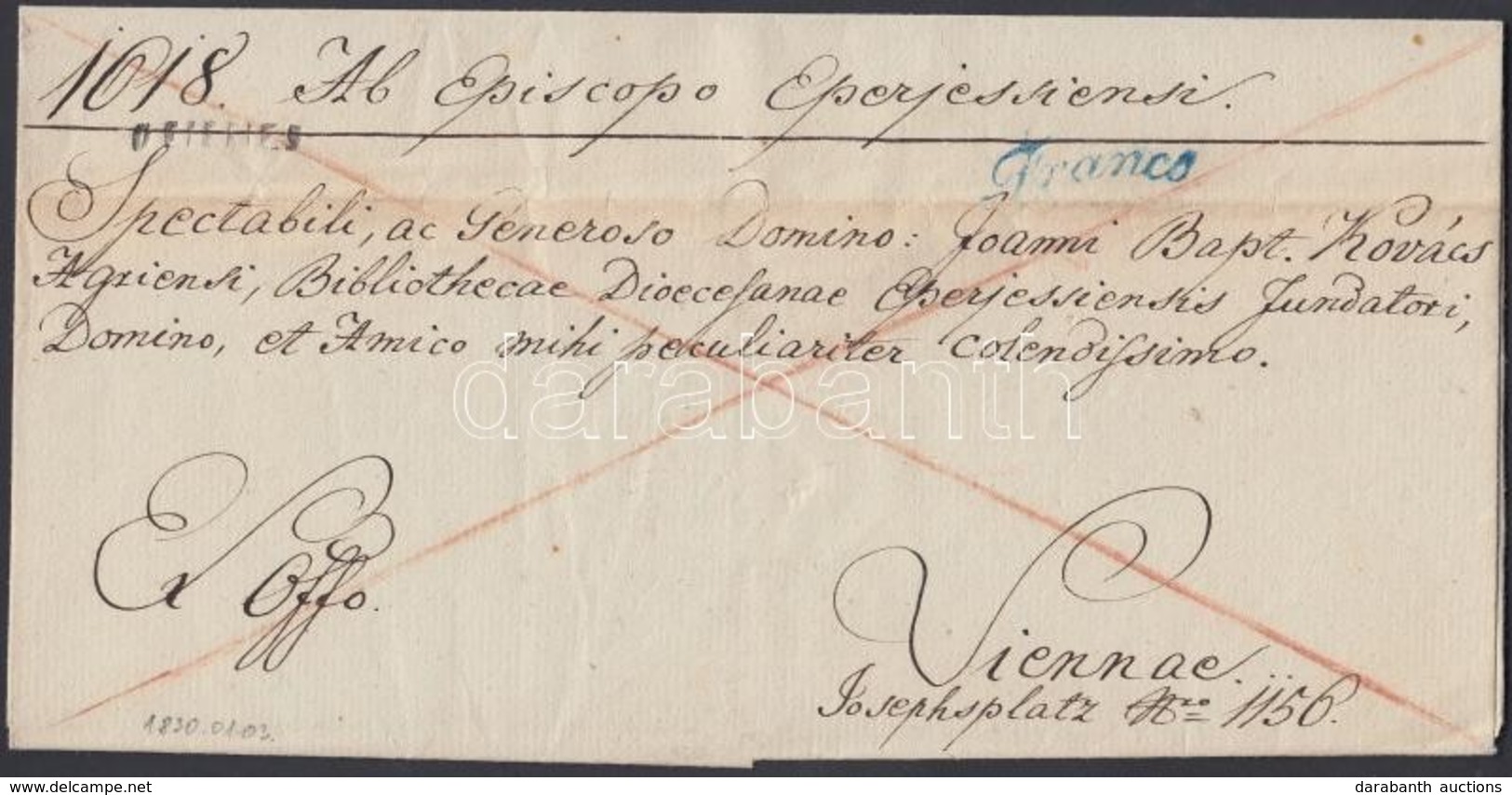 1830 Franco Kék / Blue 'Franco', 'EPERIES' - Vienna - Otros & Sin Clasificación