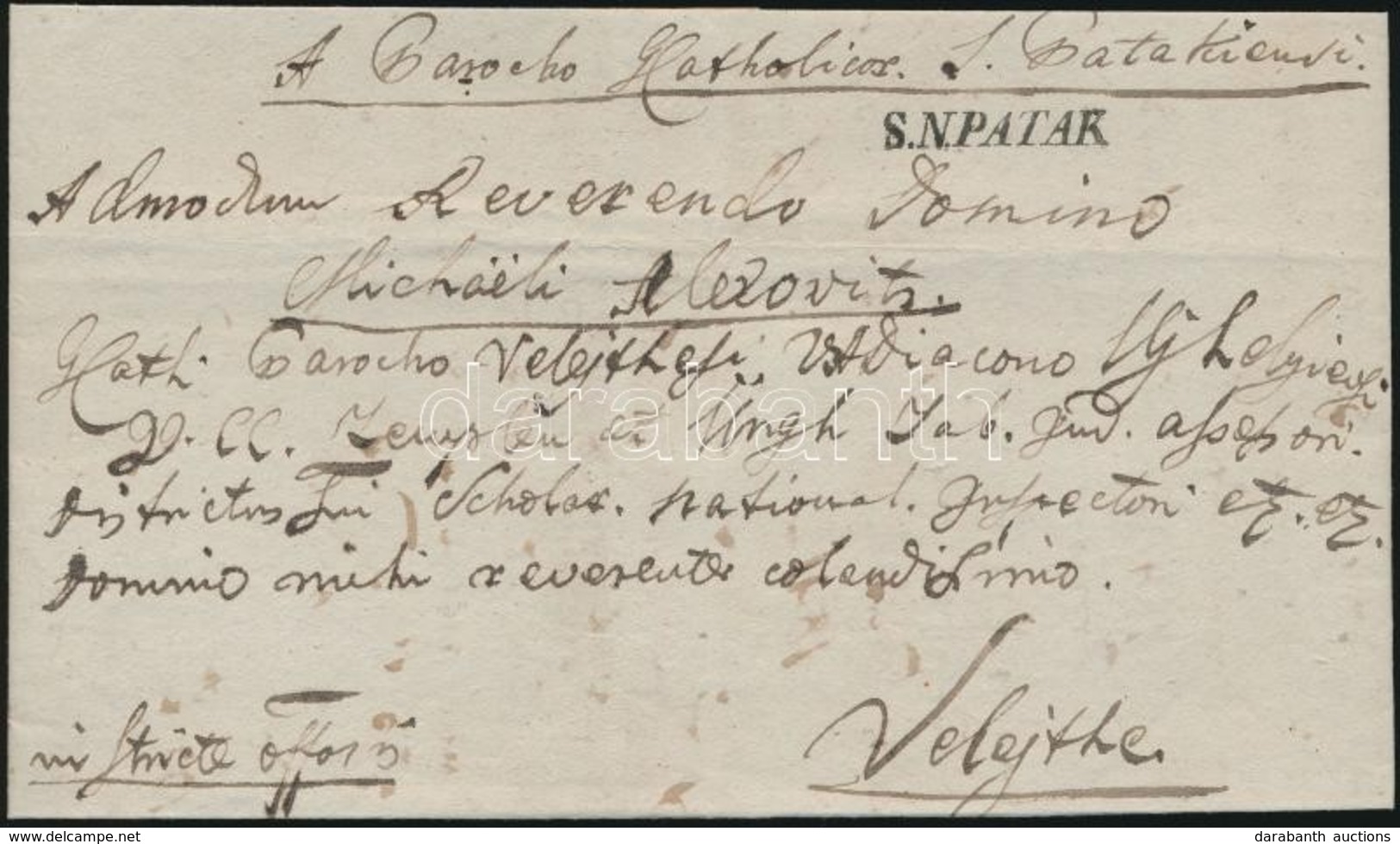 1841 Teljes Levél / Cover 'S.N.PATAK' - Velejte - Other & Unclassified