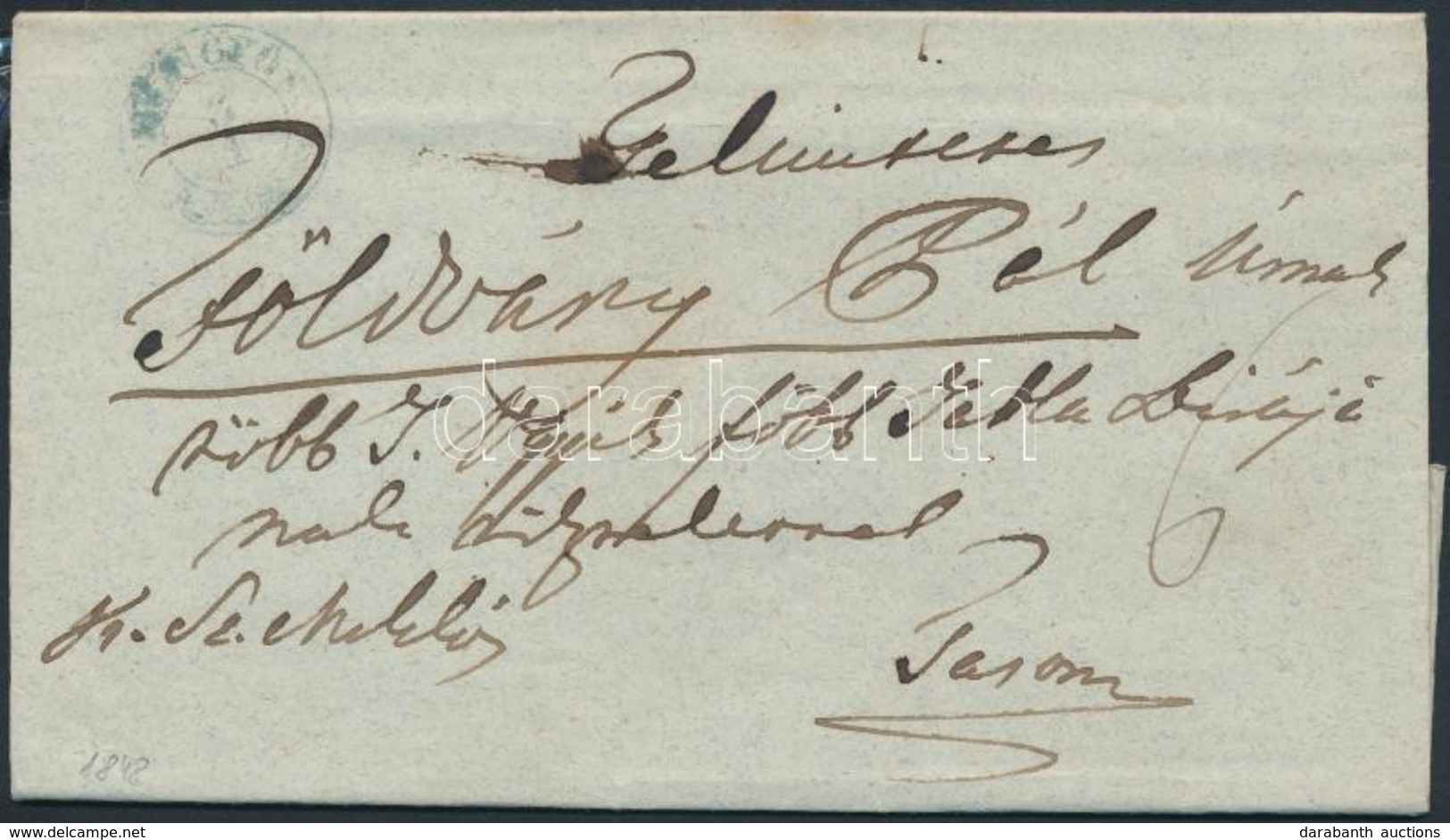 1848 Portós Levél / Cover With Postage Due Zöld / Green 'GYÖNGYÖS' - Tas - Otros & Sin Clasificación